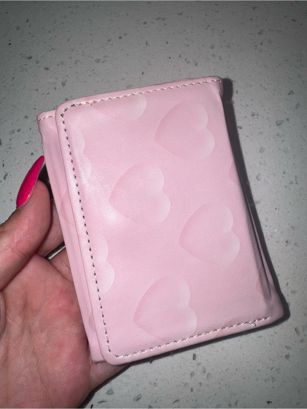 Pink Heart-Embossed Wallet - Picture 2 of 12